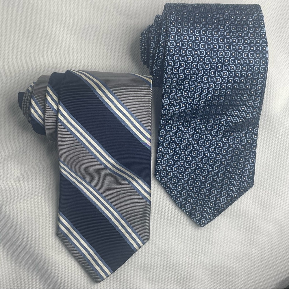 Brooks Brothers Pure Repp Silk Tie Lot (2) Navy  Collegiate Stripe Prep Necktie